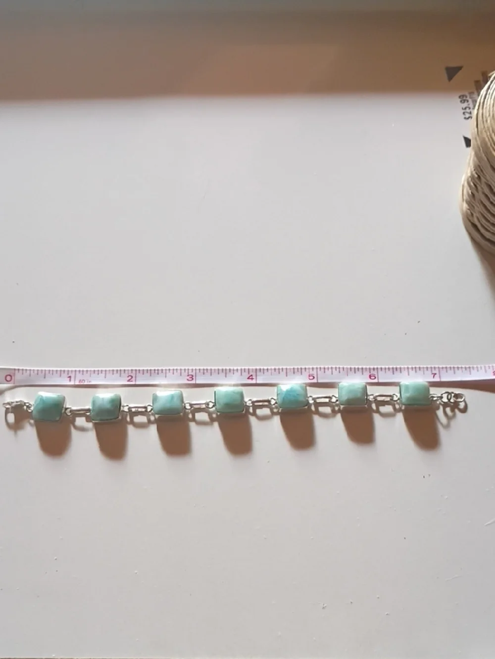 Seafoam Blue Square  Larimar Stone Bracelet - Women Jewelry